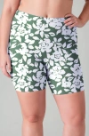 Calypsa Plus Size Mid-thigh Swim Shorts In Multi