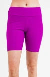 Calypsa Plus Size Mid-thigh Swim Shorts In Pink