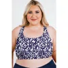 Calypsa Plus Size Racerback Swim Bra With Removable Cups In Black