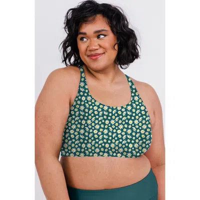 Calypsa Plus Size Racerback Swim Bra In Green