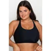 Calypsa Plus Size Racerback Swim Bra With Removable Cups In Black