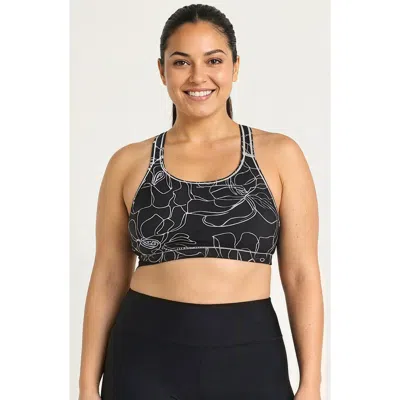 Calypsa Plus Size Racerback Swim Bra With Removable Cups In Black