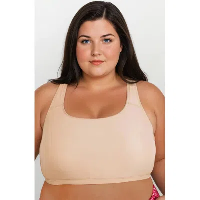 CALYPSA CALYPSA PLUS SIZE RACERBACK SWIM BRA WITH REMOVABLE CUPS