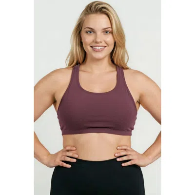 Calypsa Plus Size Racerback Swim Bra With Removable Cups In Brown