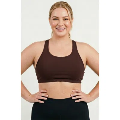 Calypsa Plus Size Racerback Swim Bra With Removable Cups In Brown