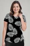 Calypsa Plus Size Short Sleeve Adele Swim Top In Black