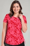 Calypsa Plus Size Short Sleeve Adele Swim Top In Pink