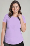 Calypsa Plus Size Short Sleeve Adele Swim Top In Purple
