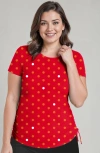 Calypsa Plus Size Short Sleeve Adele Swim Top In Red