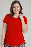 Calypsa Plus Size Short Sleeve Adele Swim Top In Red