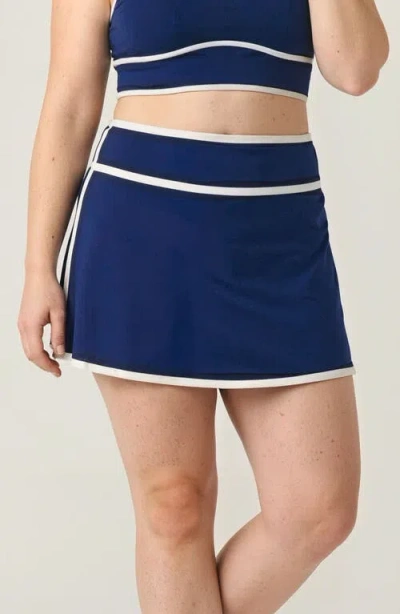 Calypsa Plus Size Short Swim Skirt Two-toned Collection In Blue