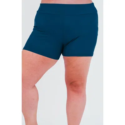 Calypsa Plus Size Swim Shorts In Blue
