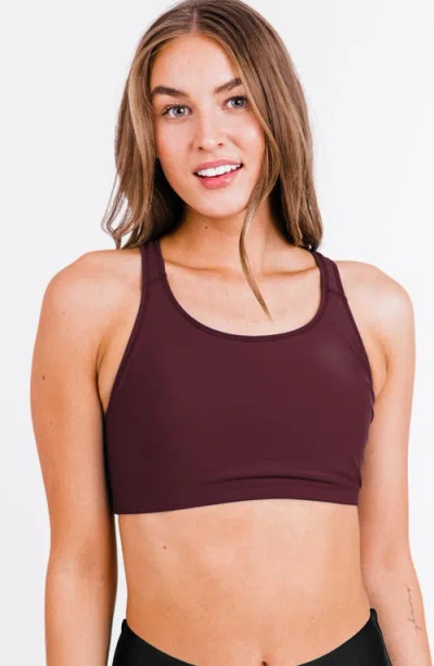 Calypsa Racerback Swim Bra With Removable Cups In Burgundy
