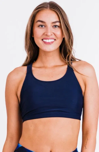 Calypsa Racerback Swim Bra With Removable Cups In Blue