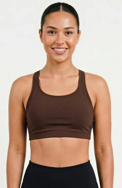 Calypsa Racerback Swim Bra With Removable Cups In Brown