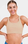 Calypsa Racerback Swim Bra With Removable Cups In Neutral