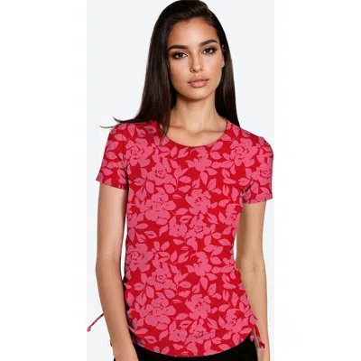 Calypsa Short Sleeve Adele Swim Top In Red