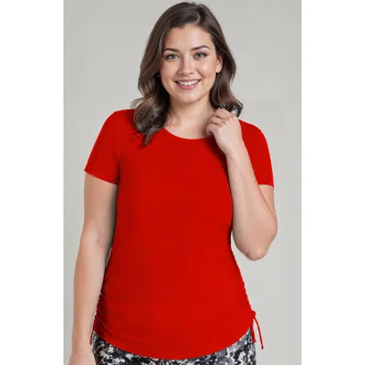 Calypsa Short Sleeve Adele Swim Top In Red