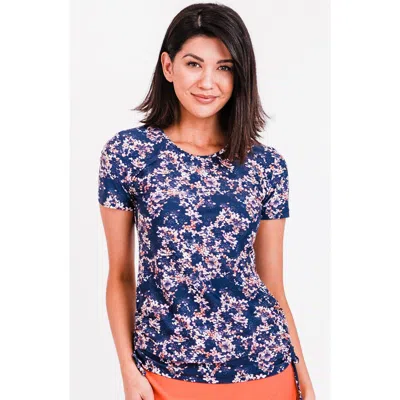 Calypsa Short Sleeve Adele Swim Top In Blue