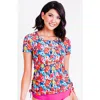 Calypsa Short Sleeve Adele Swim Top In Multi
