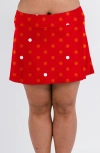 Calypsa Short Swim Skort With Shorts In Red