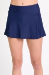 Calypsa Short Swim Skort With Shorts In Blue