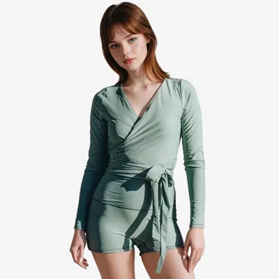 CALYPSA WOMEN'S AVERY WRAP SWIM TOP WITH REMOVABLE CUPS & SWIM SHORTS