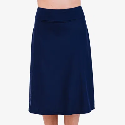Calypsa Women's Below The Knee Swim Skirt With Capri Leggings In Blue