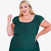 CALYPSA WOMEN'S CAP SLEEVE ZOEY CROP SWIM TOP
