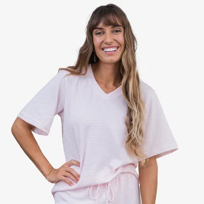 Calypsa Women's Extra Soft Short Sleeve V-neck Lounge Top In Multi