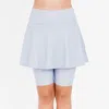 Calypsa Women's Plus Flared Mid-thigh Swim Skirt With Bike Shorts In Multi