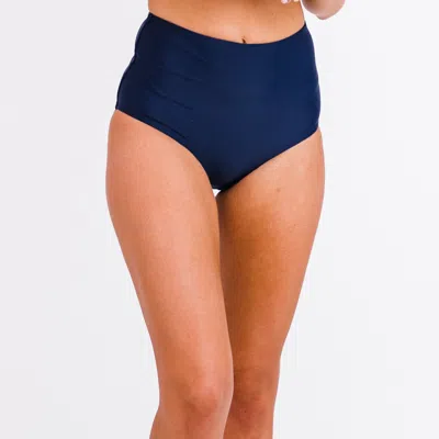 Calypsa Women's Full Coverage High Waisted Bikini Bottom In Blue