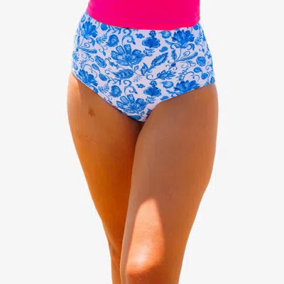 Calypsa Women's Full Coverage High Waisted Bikini Bottom In Multi