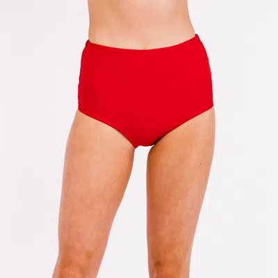Calypsa Women's Full Coverage High Waisted Bikini Bottom In Red
