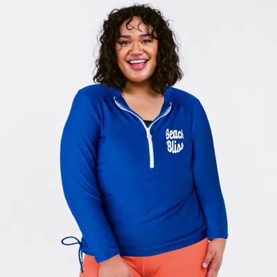 Calypsa Women's Half-zip Long Sleeve Rash Guard Nora Swim Top In Multi
