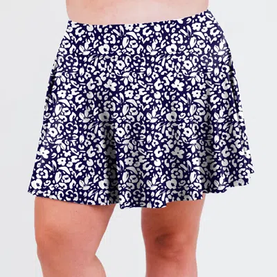 Calypsa Women's High Waisted Flowy Swim Skirt With Shorts In Multi