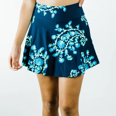 Calypsa Women's High Waisted Flowy Swim Skirt With Shorts In Multi