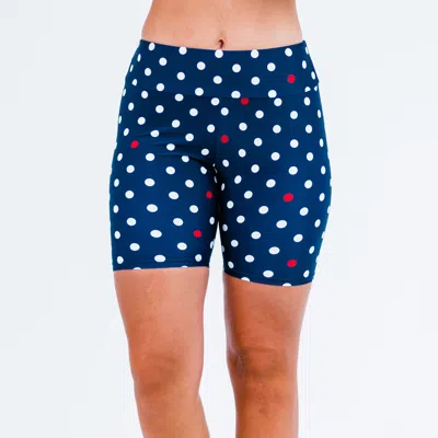Calypsa Women's High Waisted Mid-thigh Swim Shorts - Patterns In Multi