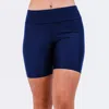 Calypsa Women's High Waisted Mid-thigh Swim Shorts In Blue