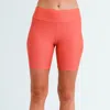 Calypsa Women's High Waisted Mid-thigh Swim Shorts In Pink