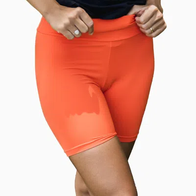 Calypsa Women's High Waisted Mid-thigh Swim Shorts In Orange