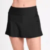 Calypsa Women's High Waisted Mini Swim Skirt With Shorts In Black