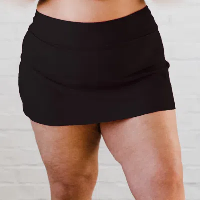 Calypsa Women's High Waisted Mini Swim Skirt With Shorts In Black