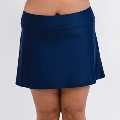 Calypsa Women's High Waisted Mini Swim Skirt With Shorts In Blue