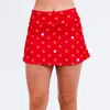 CALYPSA WOMEN'S HIGH WAISTED MINI SWIM SKIRT WITH SHORTS