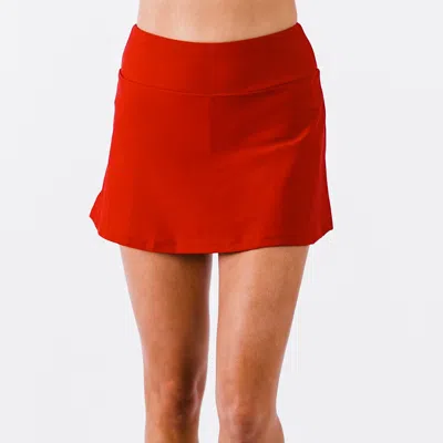 Calypsa Women's High Waisted Mini Swim Skirt With Shorts In Red