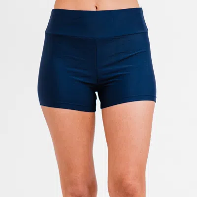 Calypsa Women's High Waisted Swim Shorts In Blue