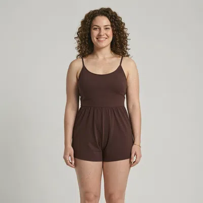 Calypsa Women's Ivy Swim Romper In Brown