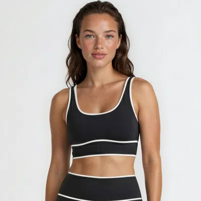 Calypsa Long Line Swim Bra Two-toned Collection In Black