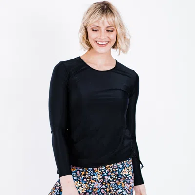 Calypsa Women's Long Sleeve Upf 50+ Nora Swim Top In Black